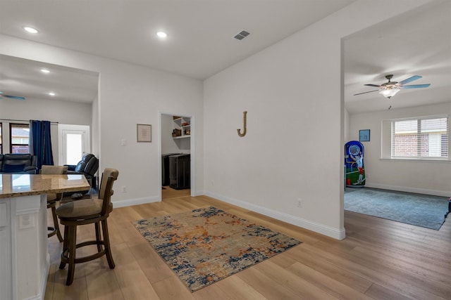 716 Newberry Ln, Royse City, TX 75189 - office space with ceiling fan, light wood-style flooring, recessed lighting, and baseboards