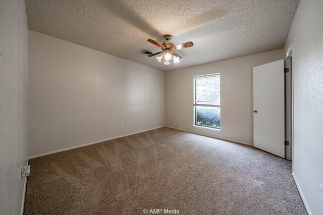 3226 Whitewing Way, Abilene, TX 79606 - carpeted spare room featuring a ceiling fan, a textured ceiling, and baseboards