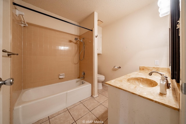 3226 Whitewing Way, Abilene, TX 79606 - full bath featuring toilet, tile patterned floors, shower / bathtub combination, vanity, and a textured ceiling