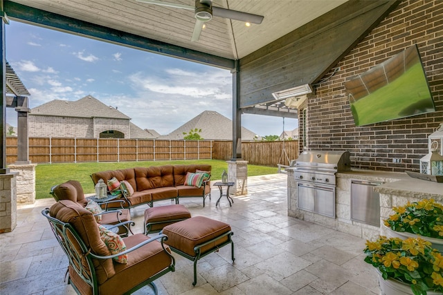 1801 Wichita Dr, Prosper, TX 75078 - view of patio with an outdoor hangout area and a ceiling fan