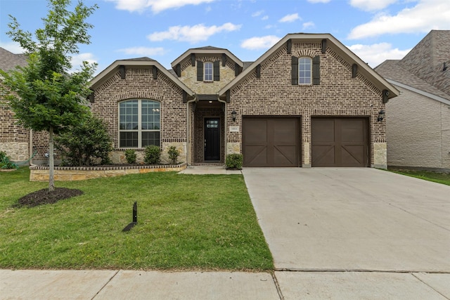 14824 Belclaire Ave, Aledo, TX 76008 - view of front of house featuring brick siding, driveway, a front lawn, and roof with shingles