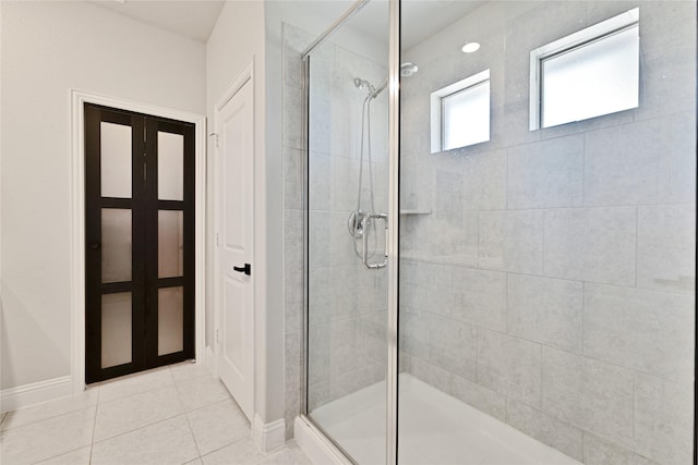 3708 Bennett Trl, Celina, TX 75009 - full bath with a shower stall, tile patterned flooring, and baseboards