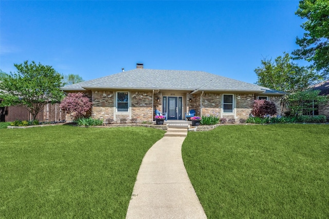 1835 Hatherly Dr, Plano, TX 75023 - view of front of property with brick siding, roof with shingles, and a chimney