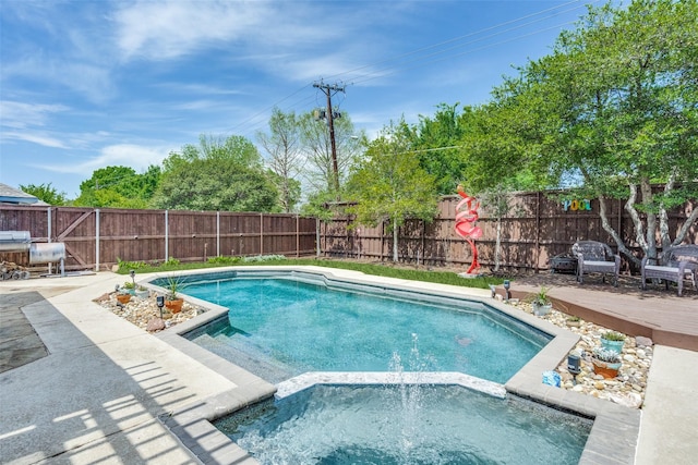 1835 Hatherly Dr, Plano, TX 75023 - view of swimming pool featuring a fenced backyard and a pool with connected hot tub