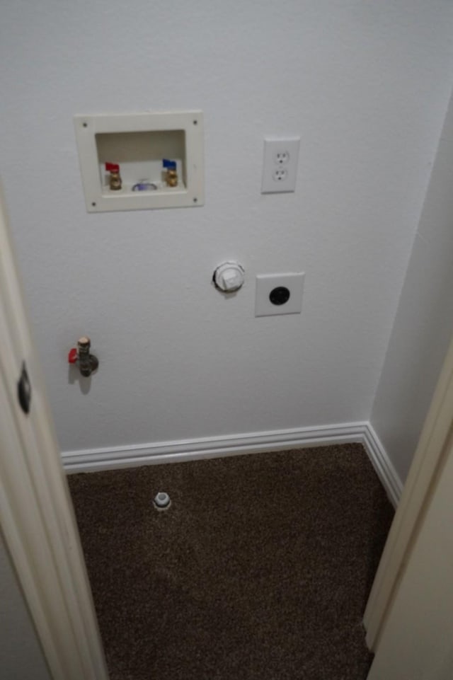 1136 Philip Dr, Allen, TX 75013 - washroom with gas dryer hookup, hookup for an electric dryer, washer hookup, carpet, and baseboards