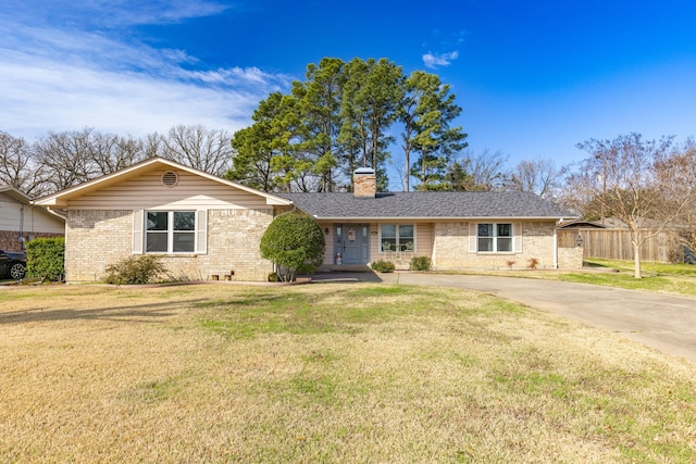 332 Azalea Dr, Sulphur Springs, TX 75482 - single story home featuring brick siding, a chimney, a front yard, and concrete driveway