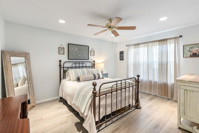332 Azalea Dr, Sulphur Springs, TX 75482 - bedroom featuring light wood finished floors, ceiling fan, and recessed lighting