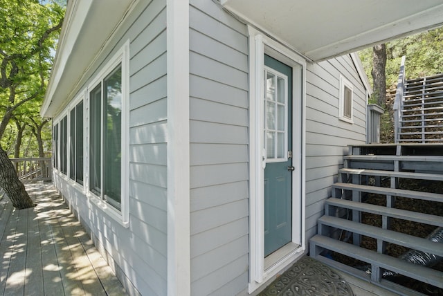 306 Chism Trl, Gordon, TX 76453 - view of exterior entry with a wooden deck