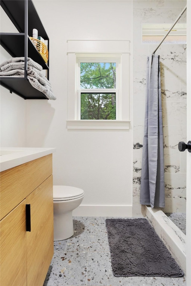142 Wales Dr, Pottsboro, TX 75076 - bathroom with a shower stall, toilet, baseboards, and vanity