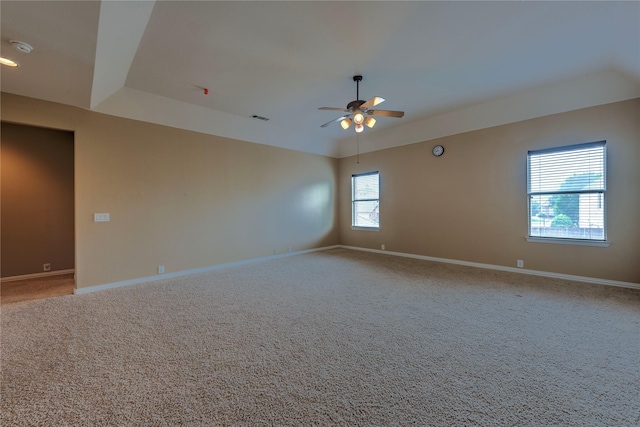 319 Paloverde Ln, Frisco, TX 75036 - carpeted empty room featuring ceiling fan, baseboards, lofted ceiling, and a smoke detector