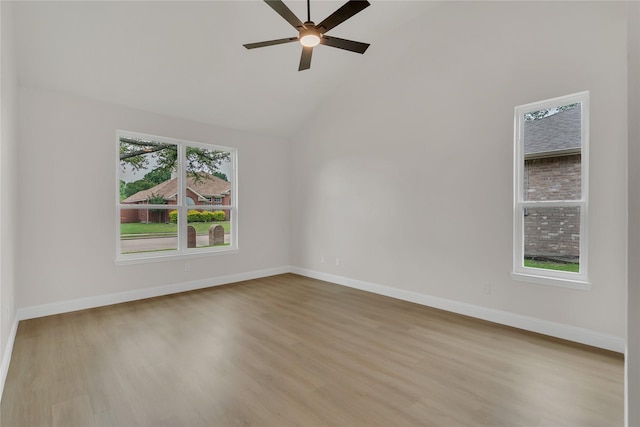 1529 Harvest Run Dr, Allen, TX 75002 - spare room with wood finished floors, a ceiling fan, baseboards, and high vaulted ceiling