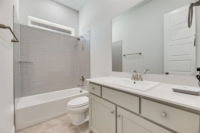 7111 Manhattan Dr, Rowlett, TX 75088 - bathroom featuring toilet, shower / bathtub combination, vanity, and tile patterned flooring