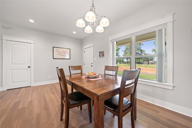12570 County Road 313, Tyler, TX 75708 - dining space with a chandelier, baseboards, light wood finished floors, and recessed lighting