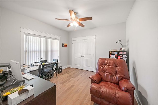 12570 County Road 313, Tyler, TX 75708 - office area with light wood-style flooring, a ceiling fan, and baseboards