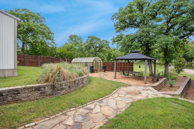 635 Old Justin Rd, Argyle, TX 76226 - view of yard featuring a greenhouse, a gazebo, and an outdoor structure