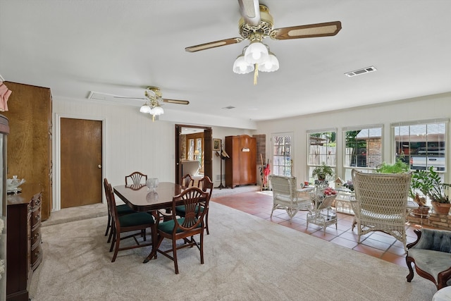 4401 Longacres Ct, Arlington, TX 76016 - tiled dining space featuring a ceiling fan