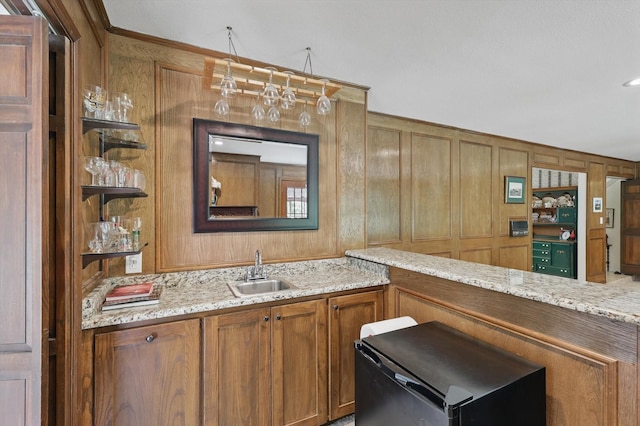 4401 Longacres Ct, Arlington, TX 76016 - bar with a sink and wood walls