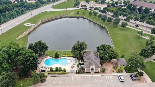 5719 Butterfly Way, Fairview, TX 75069 - bird's eye view of a pool area and a nearby body of water