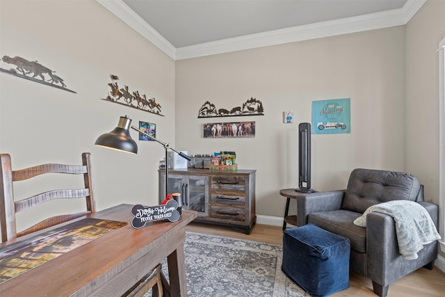 101 Cedar Mountain Dr, Weatherford, TX 76085 - home office featuring crown molding, wood finished floors, and baseboards