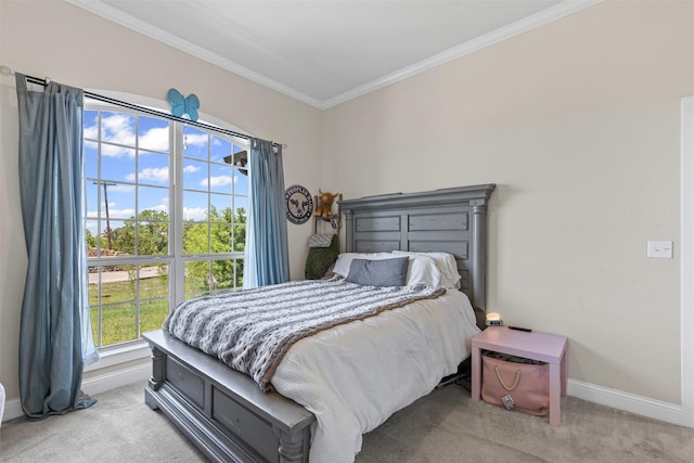 101 Cedar Mountain Dr, Weatherford, TX 76085 - bedroom with carpet flooring, baseboards, and crown molding