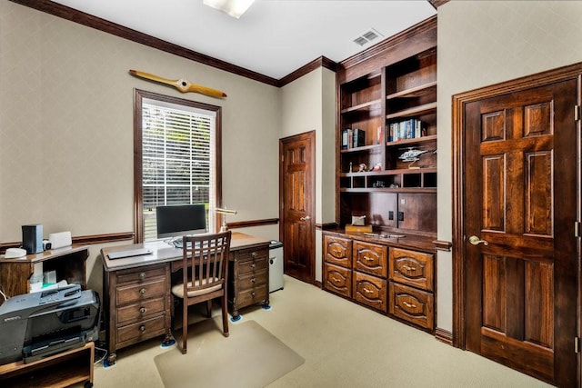 5503 Arch Bridge Ct, Arlington, TX 76017 - office with ornamental molding and light colored carpet