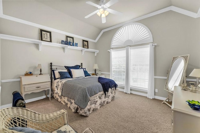 5503 Arch Bridge Ct, Arlington, TX 76017 - carpeted bedroom with lofted ceiling, a ceiling fan, and baseboards