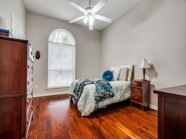 1710 Redcedar Dr, Wylie, TX 75098 - bedroom featuring baseboards, dark wood-style flooring, and a ceiling fan