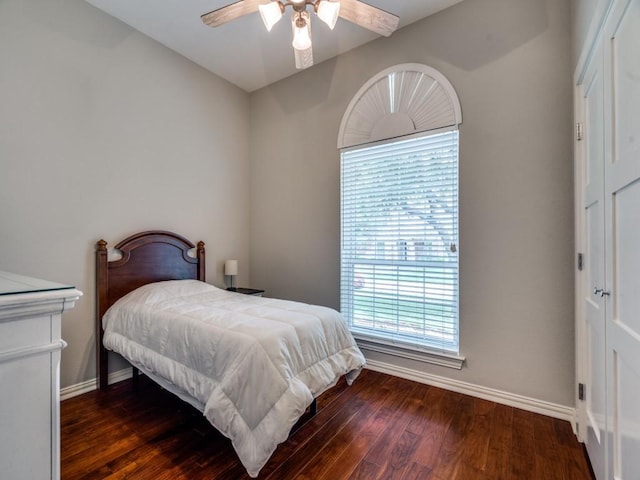 1710 Redcedar Dr, Wylie, TX 75098 - bedroom featuring baseboards, wood finished floors, and a ceiling fan