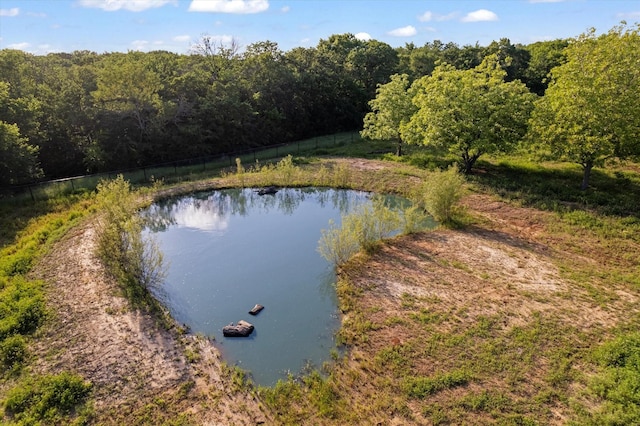 233 Reast Rd, Whitesboro, TX 76273 - water view featuring a heavily wooded area and fence