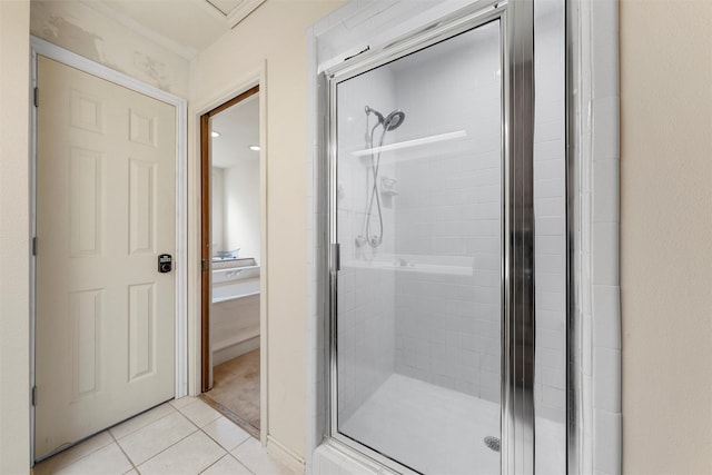 444 Lost Forest Ln, Marlin, TX 76661 - bathroom featuring tile patterned flooring and a shower stall