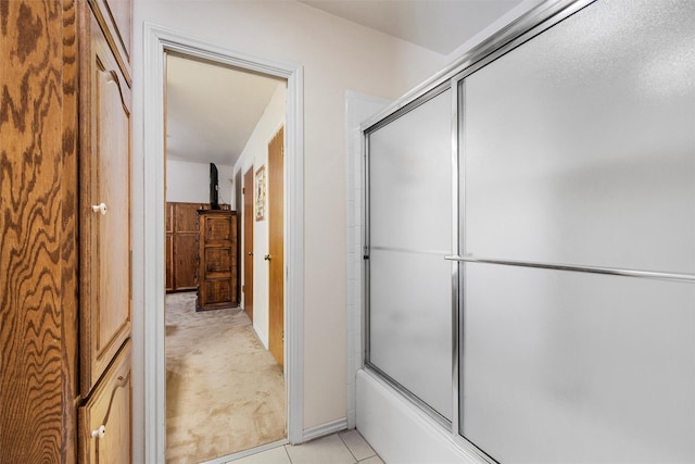 444 Lost Forest Ln, Marlin, TX 76661 - full bath with bath / shower combo with glass door and tile patterned floors