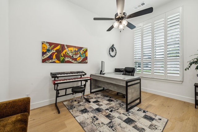 4108 Fall Aster Way, Aubrey, TX 76227 - office space with ceiling fan, wood finished floors, and baseboards