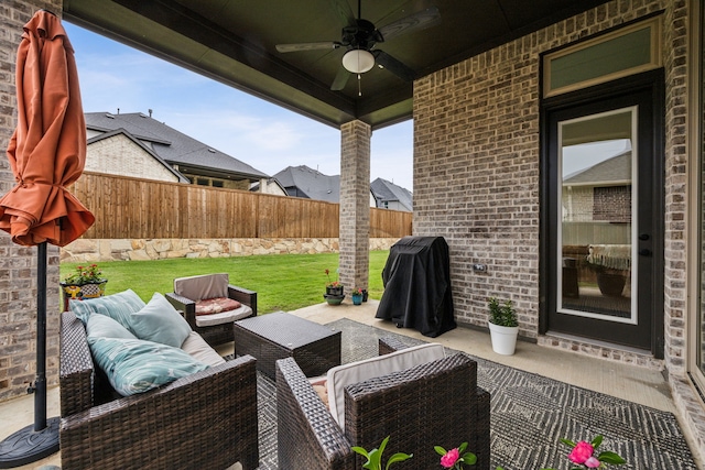 4108 Fall Aster Way, Aubrey, TX 76227 - view of patio with ceiling fan and an outdoor hangout area
