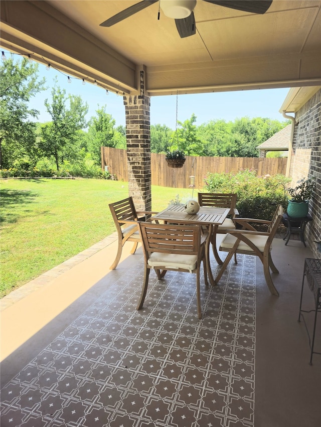 16 Cedar Bayou Cir, Pottsboro, TX 75076 - view of patio with a ceiling fan and outdoor dining area