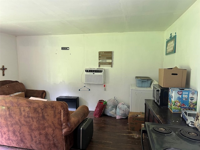 3052 Vz County Road 3810, Wills Point, TX 75169 - living area with dark wood-type flooring and a wall mounted AC