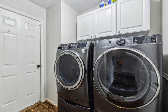 202 Freedom Trl, Forney, TX 75126 - clothes washing area with cabinet space, separate washer and dryer, and dark wood-style flooring