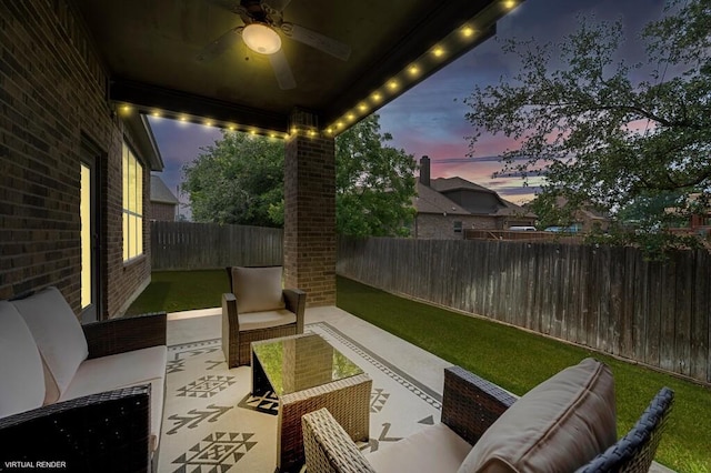 17015 Salado Dr, Woodway, TX 76712 - view of patio / terrace with a ceiling fan and an outdoor hangout area