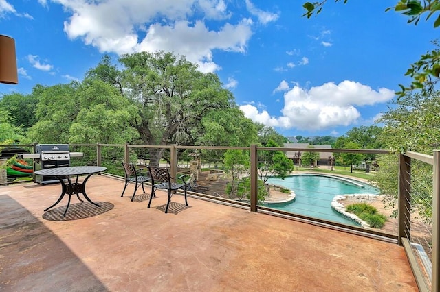17015 Salado Dr, Woodway, TX 76712 - view of swimming pool with area for grilling, a patio area, and view of scattered trees