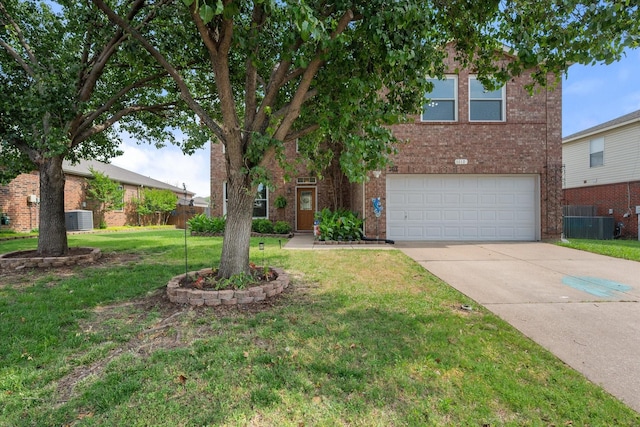 1612 Marble Cove Ln, Denton, TX 76210 - view of front of house featuring brick siding, a garage, central AC, and driveway