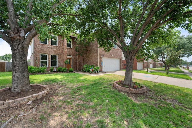 1612 Marble Cove Ln, Denton, TX 76210 - traditional home featuring concrete driveway, brick siding, a front lawn, and a garage