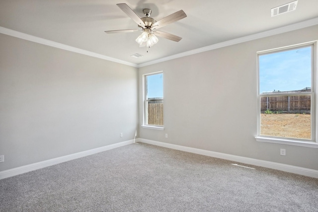 709 Lake Murray Ln, Cleburne, TX 76033 - empty room featuring ornamental molding, carpet floors, ceiling fan, and baseboards
