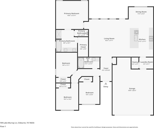 709 Lake Murray Ln, Cleburne, TX 76033 - property floor plan