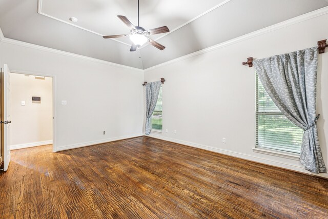 109 Rio Bravo Ct, Weatherford, TX 76088 - unfurnished room with ceiling fan, vaulted ceiling, wood finished floors, and ornamental molding