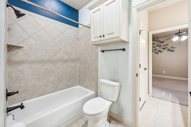 109 Rio Bravo Ct, Weatherford, TX 76088 - full bath with toilet, a ceiling fan, tile patterned flooring, and baseboards