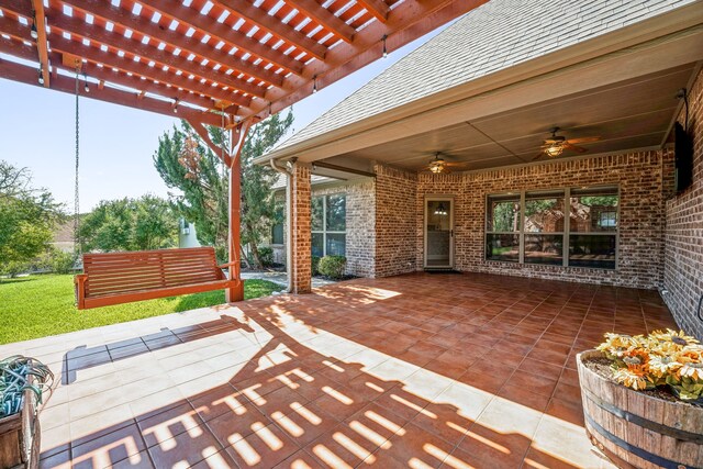 109 Rio Bravo Ct, Weatherford, TX 76088 - view of patio / terrace with a ceiling fan and a pergola