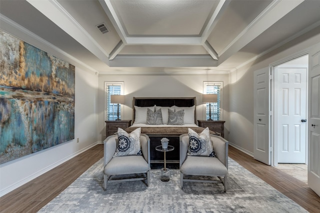 3824 Wyeth Dr, Plano, TX 75023 - bedroom featuring multiple windows, wood finished floors, crown molding, and baseboards