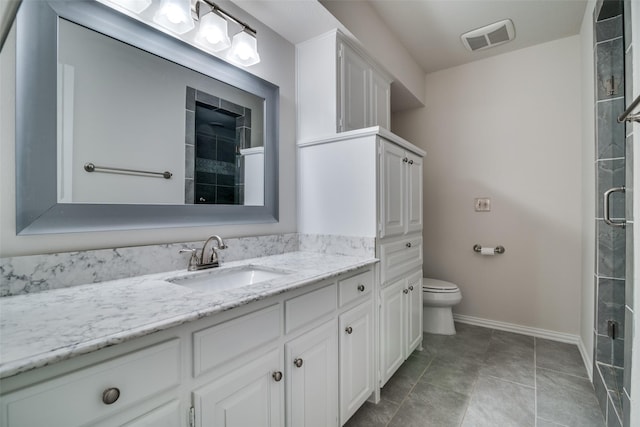 3824 Wyeth Dr, Plano, TX 75023 - bathroom featuring vanity, toilet, a shower stall, and baseboards