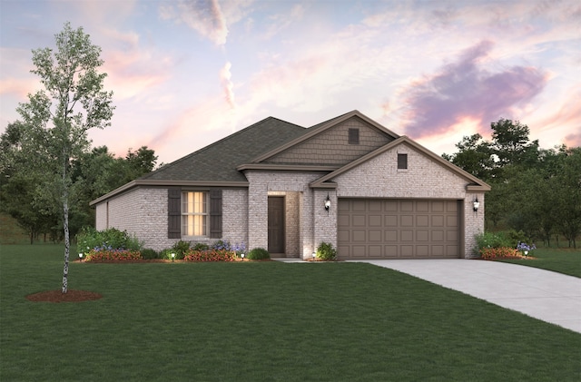 1910 Blackbird Ln, Princeton, TX 75407 - view of front of property featuring a garage, driveway, a lawn, and brick siding