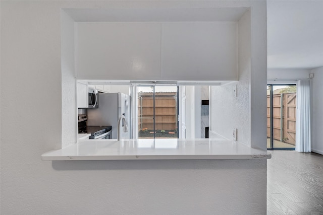 4325 Madera Rd, Irving, TX 75038 - detailed view of stainless steel appliances, wood finished floors, and a textured wall