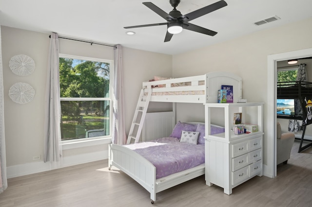 702 Griffith, Terrell, TX 75160 - bedroom with light wood-style flooring, baseboards, ceiling fan, and recessed lighting